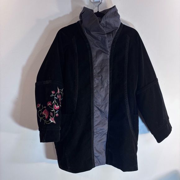 SISSY ME VELVET COAT Sz L Floral Embroidery Funnel Collar Puffer Style NEW - Picture 1 of 12